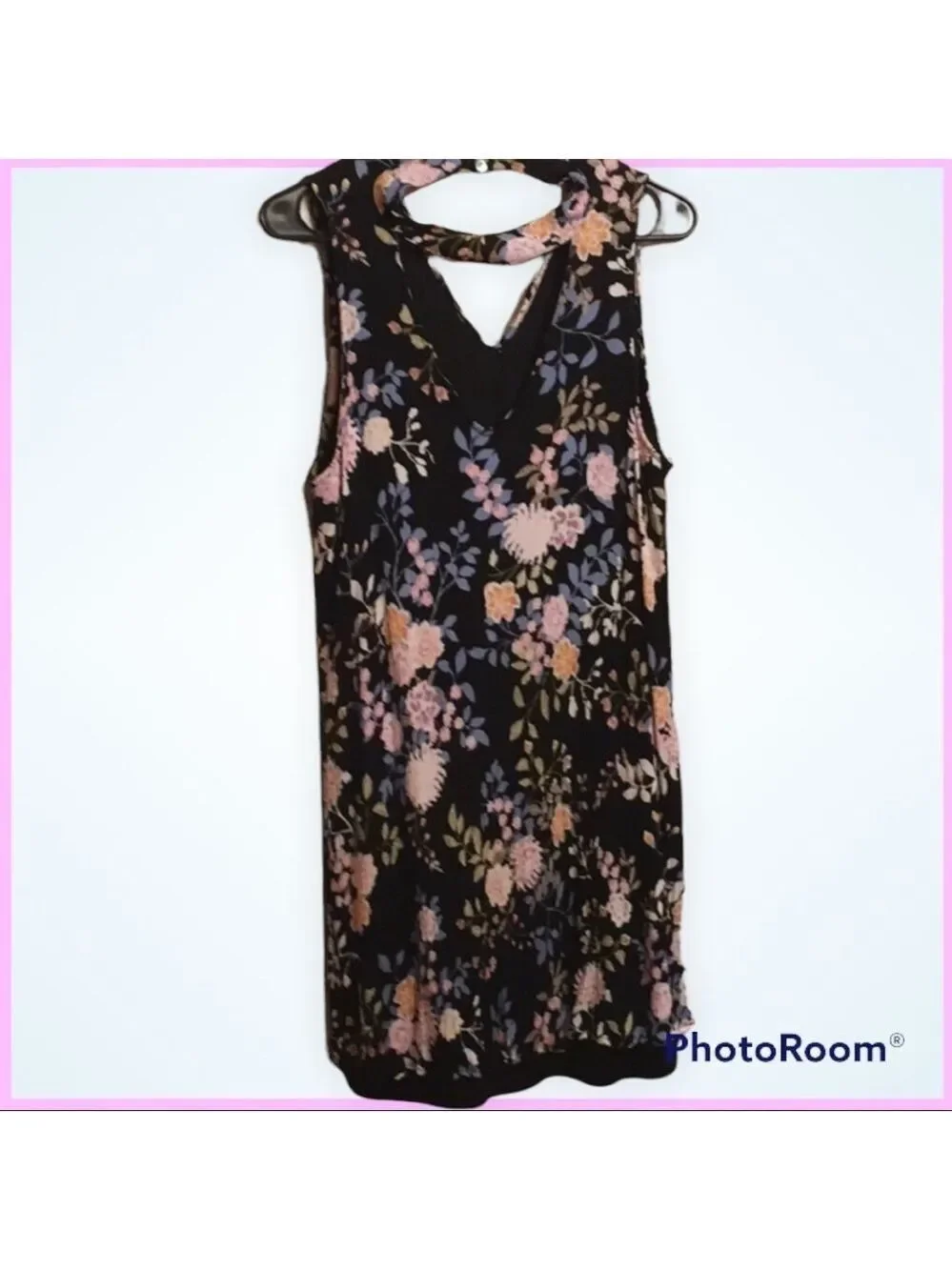 Peach Love California floral dress cut out lined 100% rayon size medium
